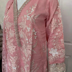 Rose Quartz-3 piece Luxury Embroidered khaadi Net Suit