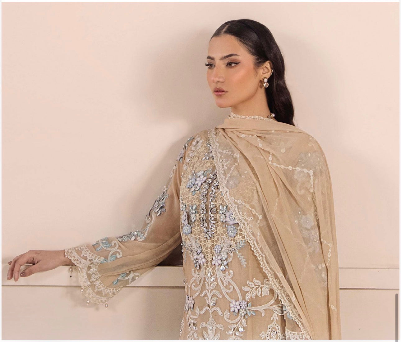 THREADS-3 piece Embroidered Chiffon Suit