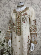 ETHNIC LUX- 3 Piece embroidered viscose Suit