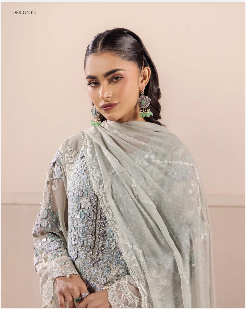 THREADS-3 piece Embroidered Chiffon Suit