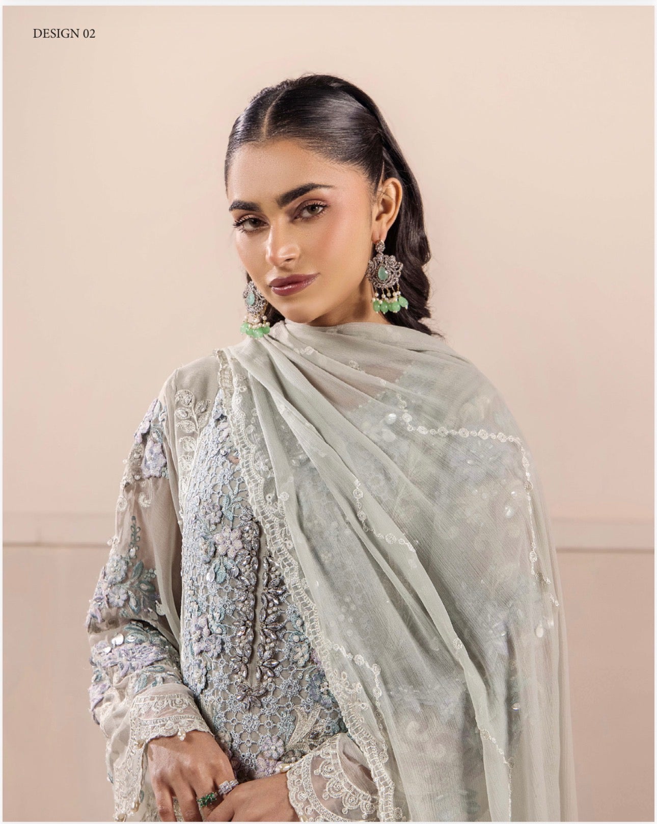 THREADS-3 piece Embroidered Chiffon Suit