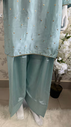 SILKY CHARM- 3 piece sequins Embroidered Silk Suit