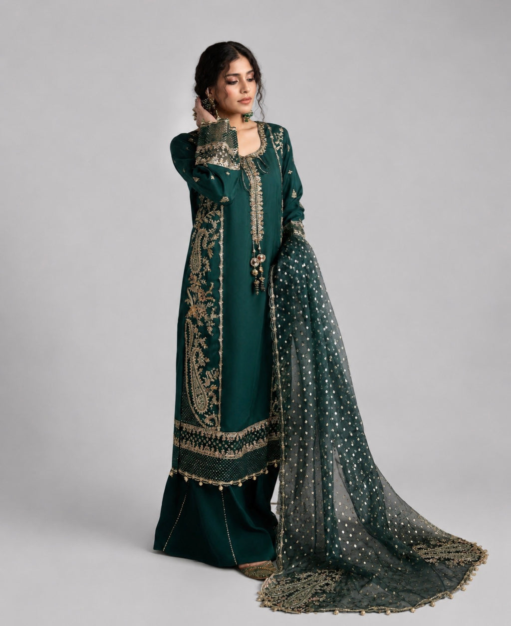 CHAAND RAAT- 3 piece Embroidered Raw Silk suit
