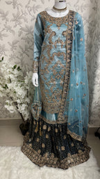 AMAIRA-3 pieces heavy Embroidered Masoori Gharara Suit