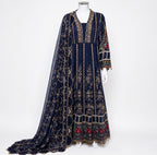 NOOR-E-LAILA 3 piece Embroidered Net Maxi Dress