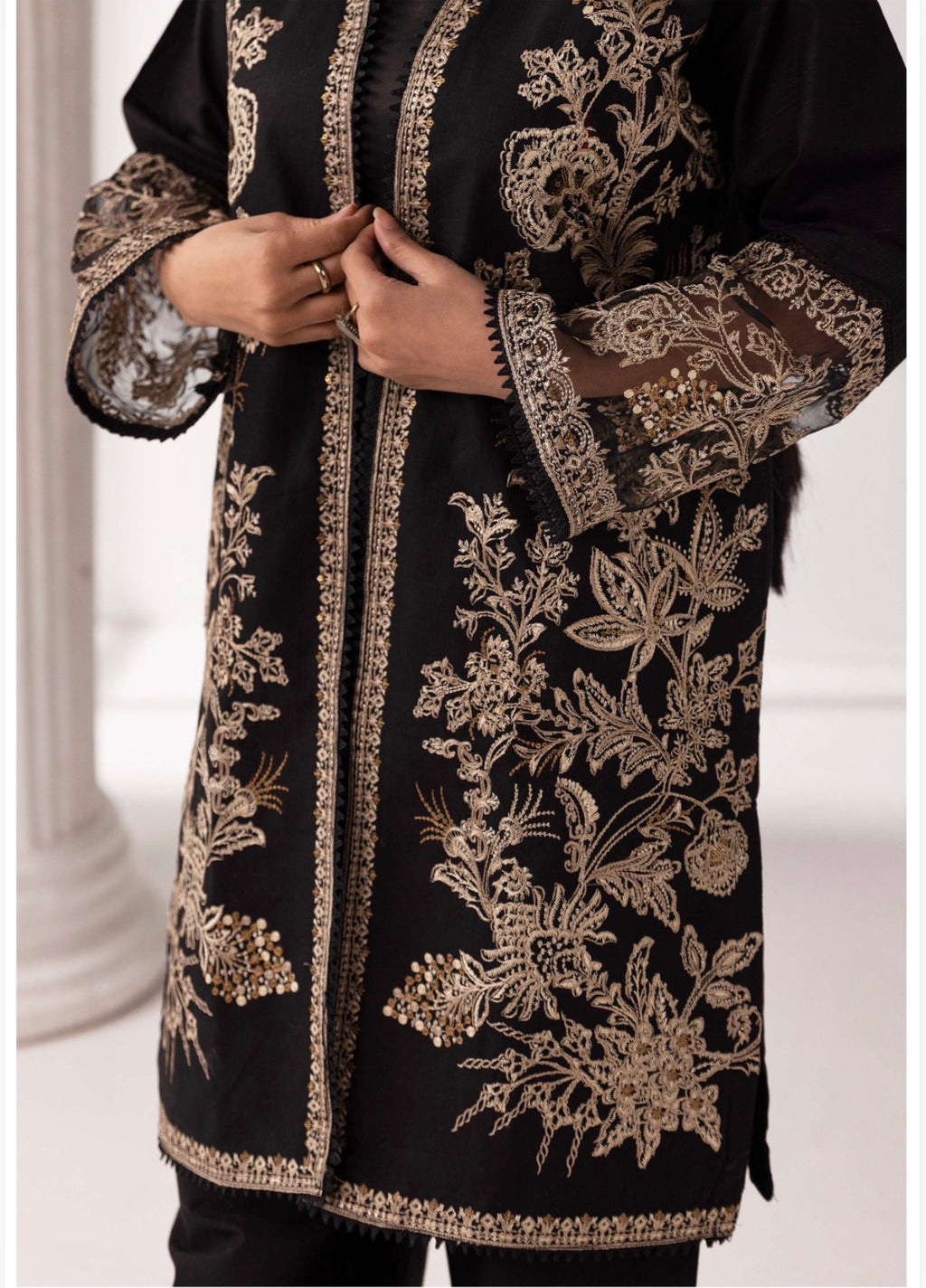 MB Lux- 4 piece Embroidered khadder Jacket Suit