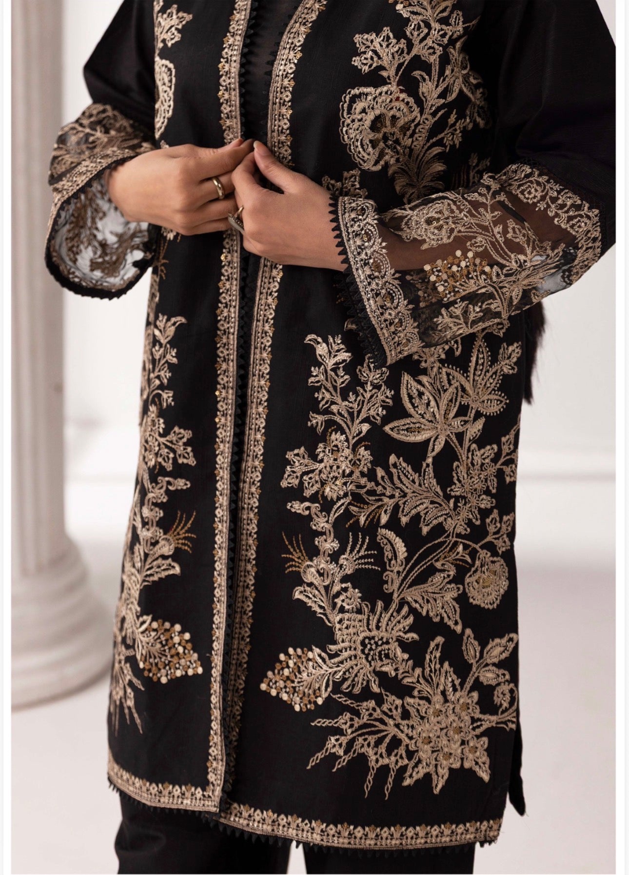 MB Lux- 4 piece Embroidered khadder Jacket Suit