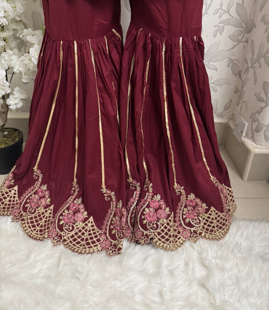 HIRA- 3 pieces Embroidered Gharara Suit