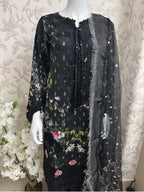 Black Floral-3 piece Embroidered Lawn Suit