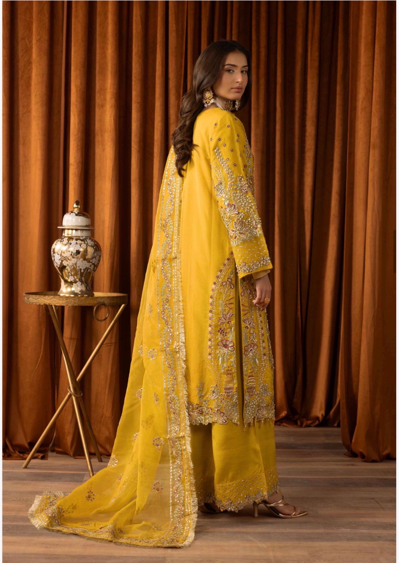 SANGEET- 3 piece heavy Embroidered soft organza Suit