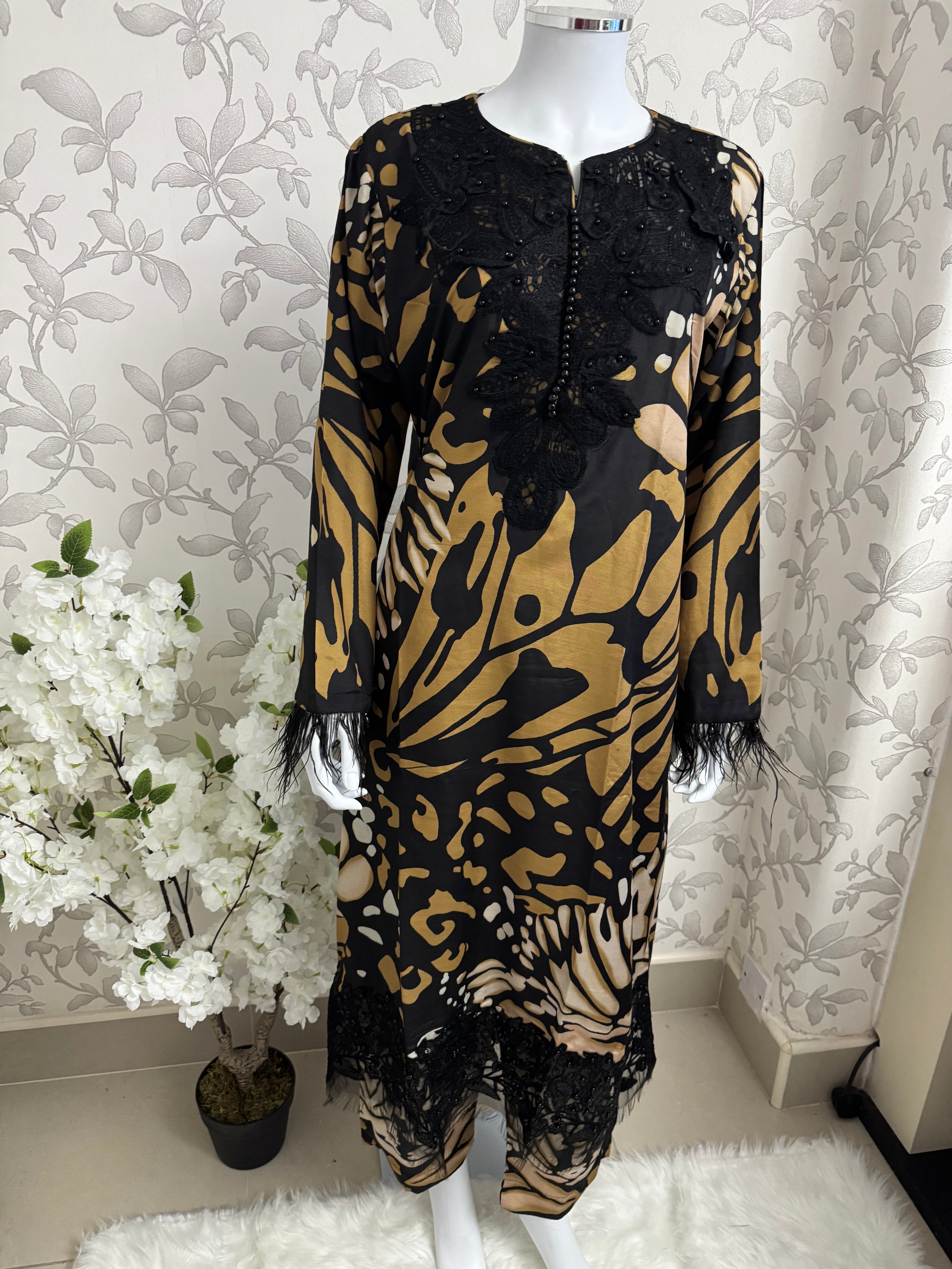 M Prints inspired Embroidered 3-Piece Suit | Pakistani Designer Dress