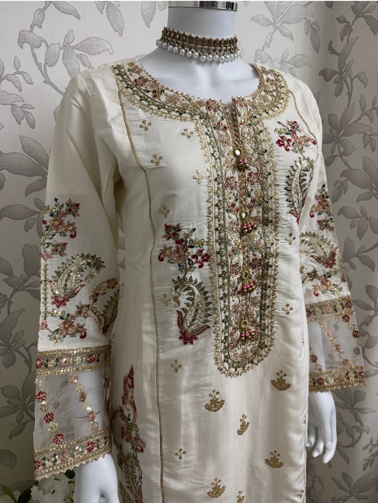ETHNIC LUX- 3 Piece embroidered viscose Suit