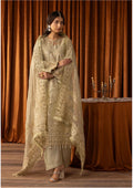 AFROZ Sage green-3 piece Embroidered soft Organza Suit