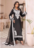 ALMILA- 3 pieces Embroidered Dhanak Suit
