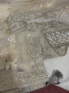 CHANDNI- 3 pieces Embroidered soft organza sharara Suit with embroidered chiffon Duppatta