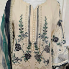 Azure Bloom- 3 piece Luxury Embroidered Suit