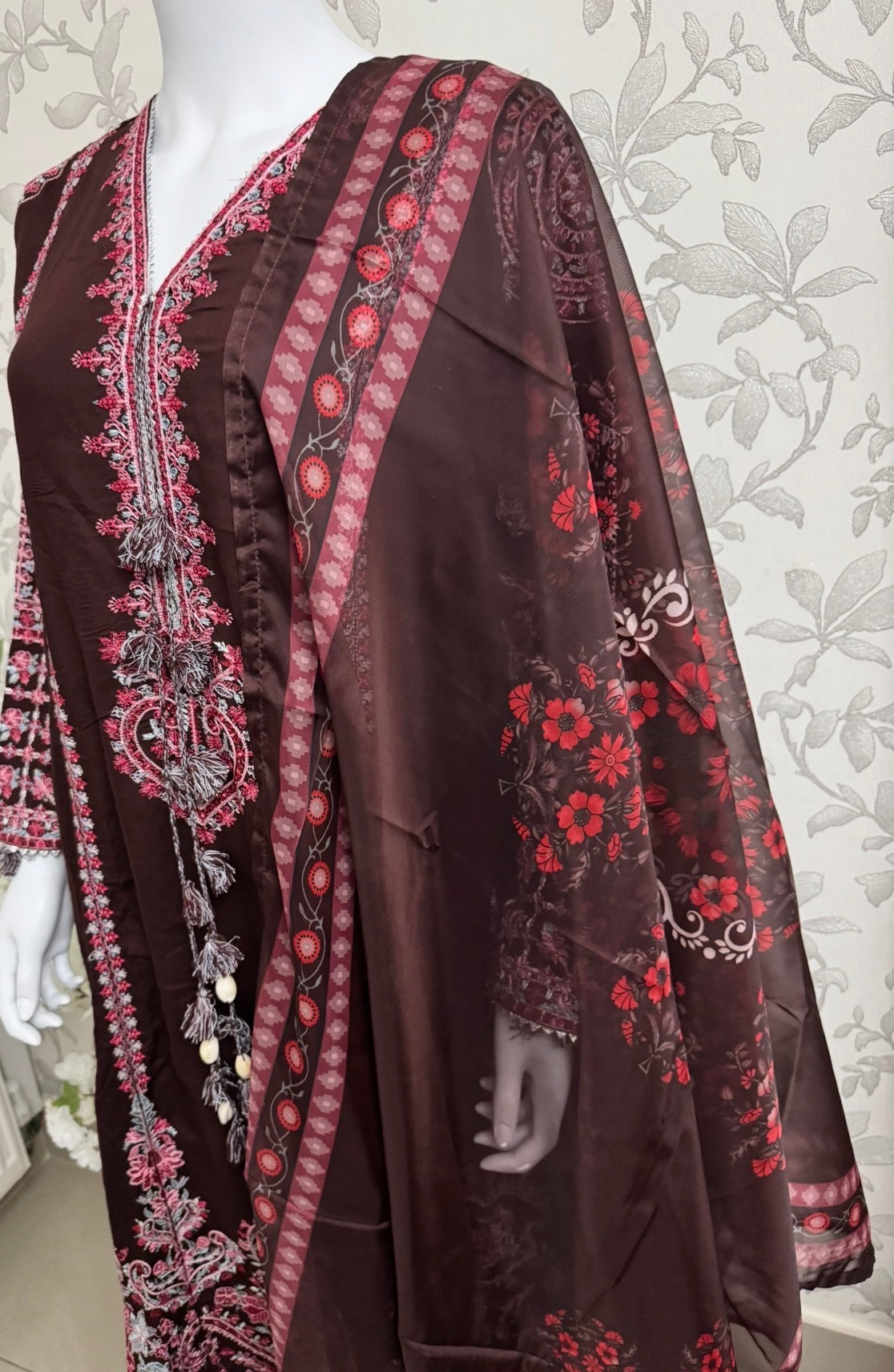 HUSN-E-EID 3 piece heavy Embroidered viscose Suit