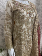 DULHAN - 3 pieces heavy Embroidered Net Pakistani wedding Gharara Suit