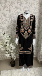 ETHNIC LUX- 3 piece Embroidered viscose Suit