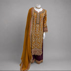 AYLAA- 3 piece heavy Embroidered Chiffon Suit