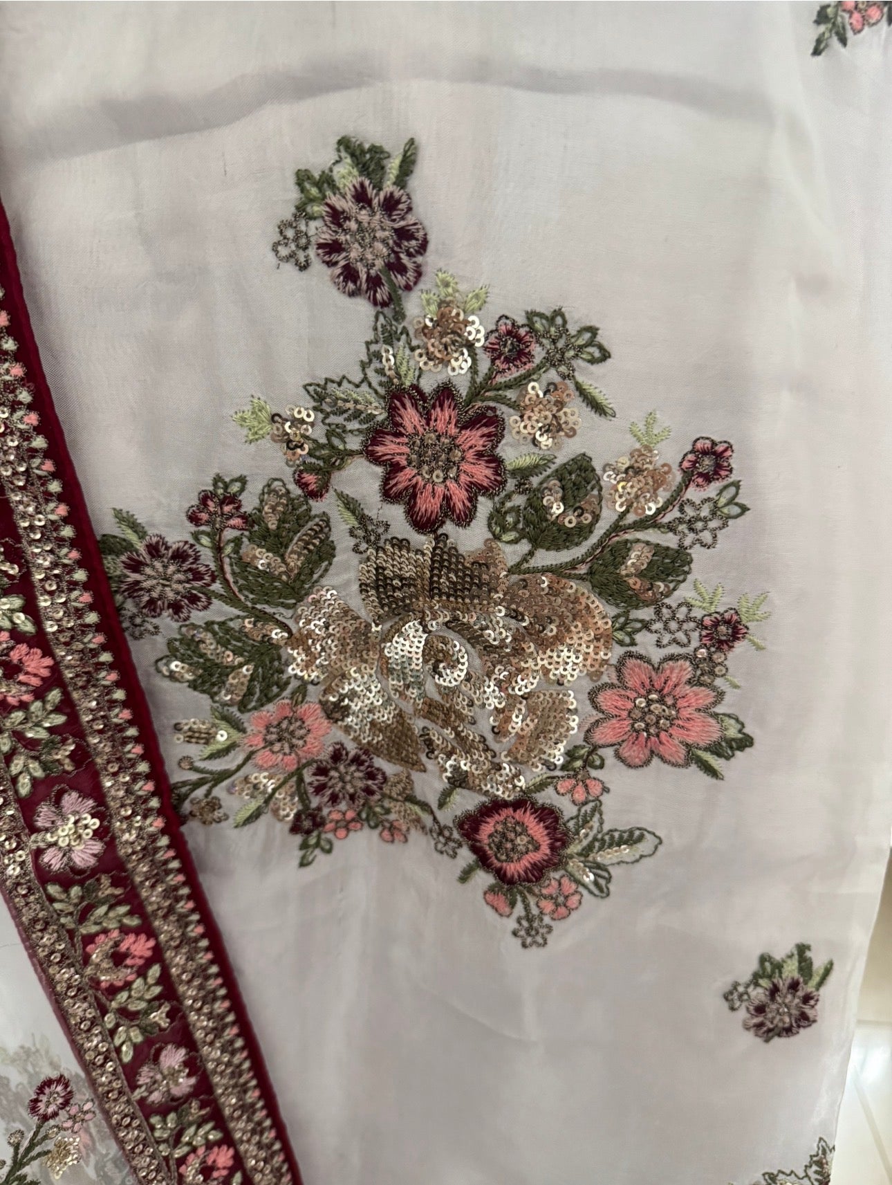 LILLY….3 pieces heavy sequins embroidered silk suit