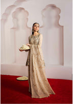ALANI Champagne Beige- 3 piece Embroidered chiffon Peplum Suit