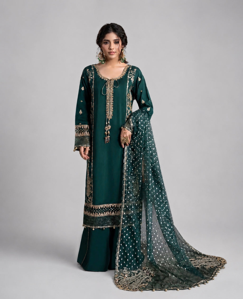CHAAND RAAT- 3 piece Embroidered Raw Silk suit