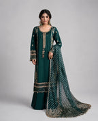 CHAAND RAAT- 3 piece Embroidered Raw Silk suit
