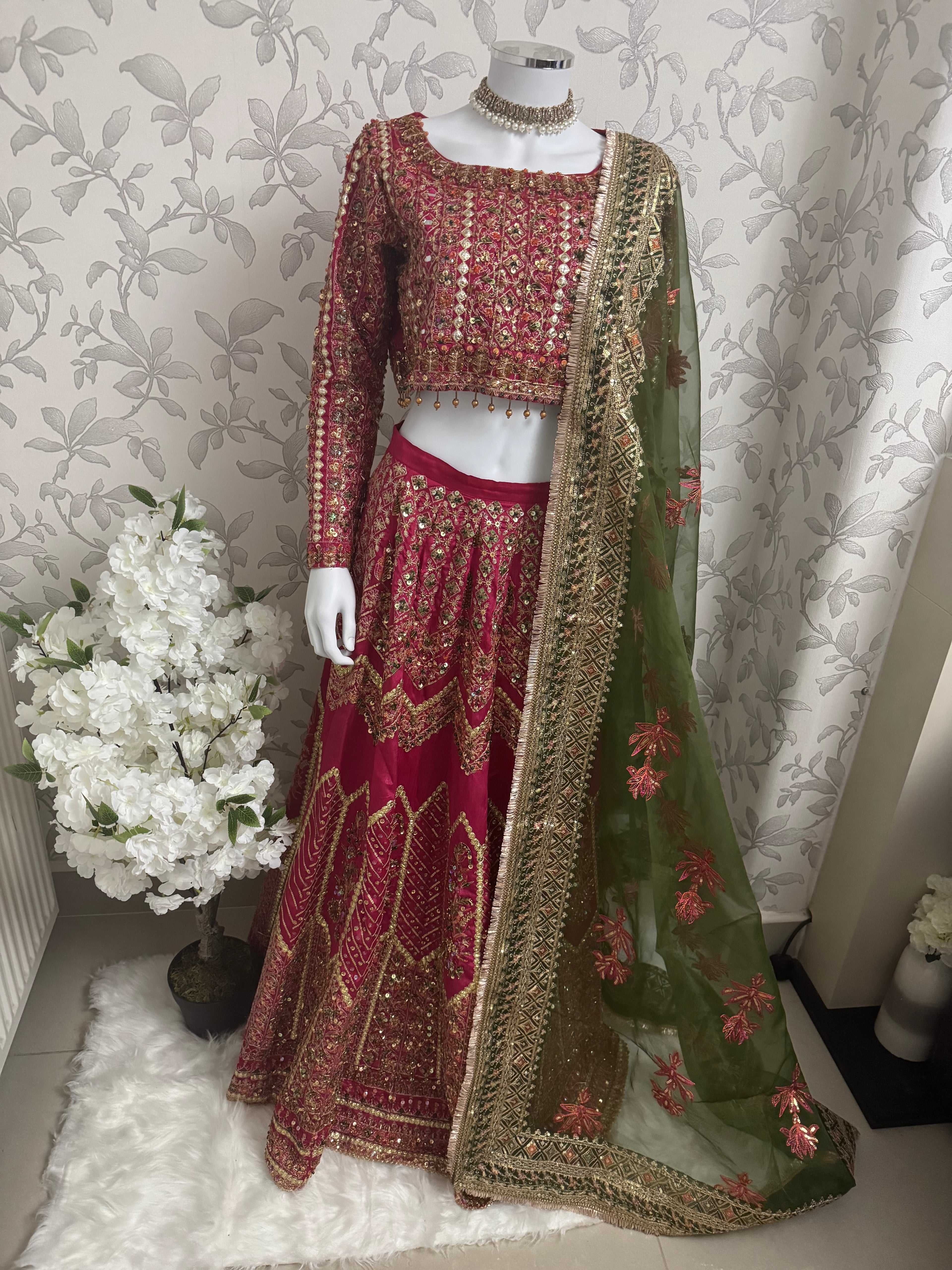 GUL BADAN-3 piece Embroidered Pakistani bridal Lehenga choli