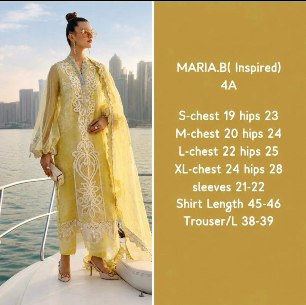 Lemon Luxe-3 piece Luxury Embroidered organza Suit