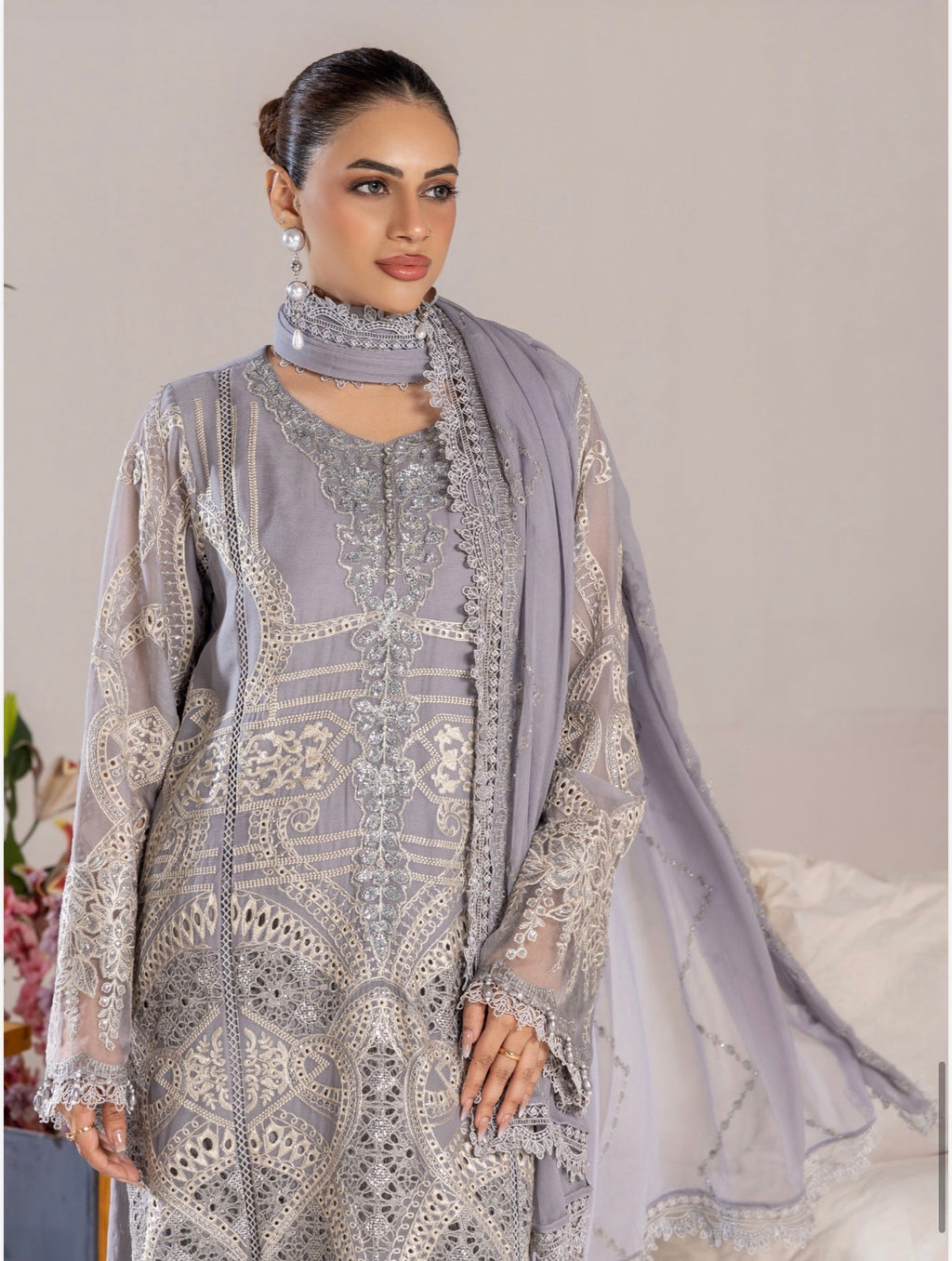 SONIYA-3 piece Embroidered Chiffon Suit