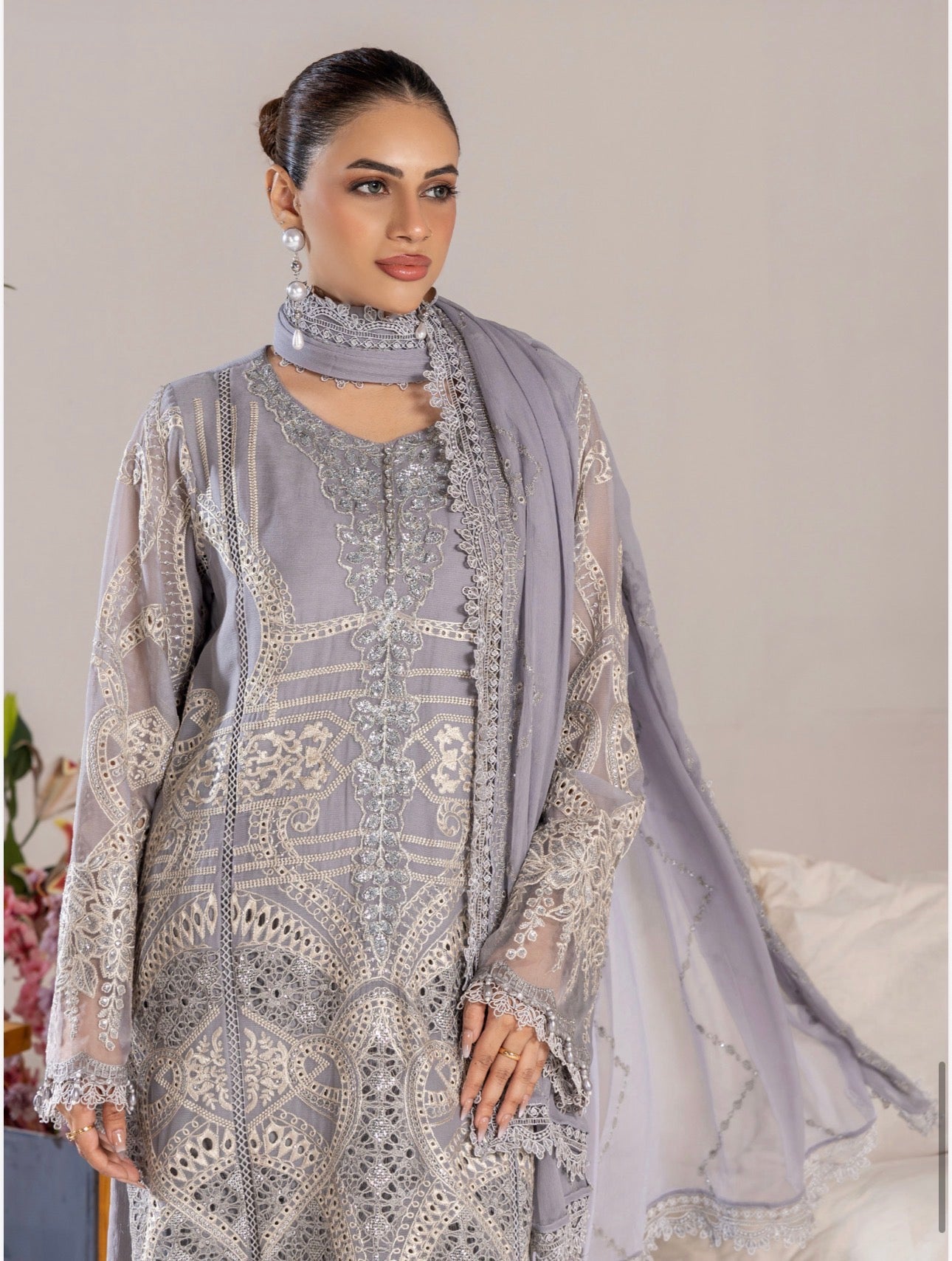 SONIYA-3 piece Embroidered Chiffon Suit