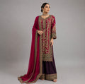 AYLAA- 3 piece heavy Embroidered Chiffon Suit