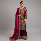 AYLAA- 3 piece heavy Embroidered Chiffon Suit