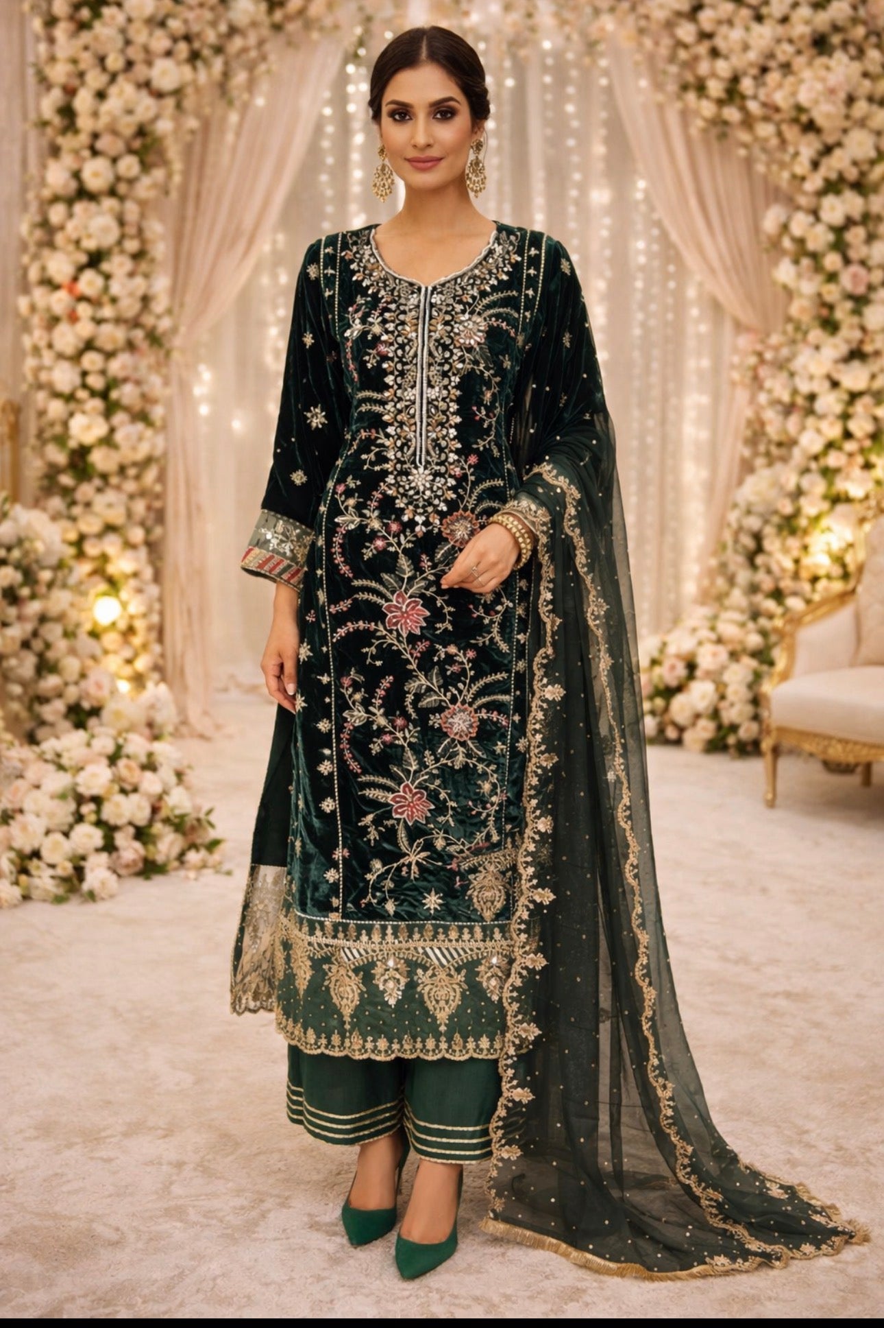 MAHRUKH- 3 pieces Heavy Embroidered velvet Suit