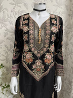 ETHNIC LUX- 3 piece Embroidered viscose Suit