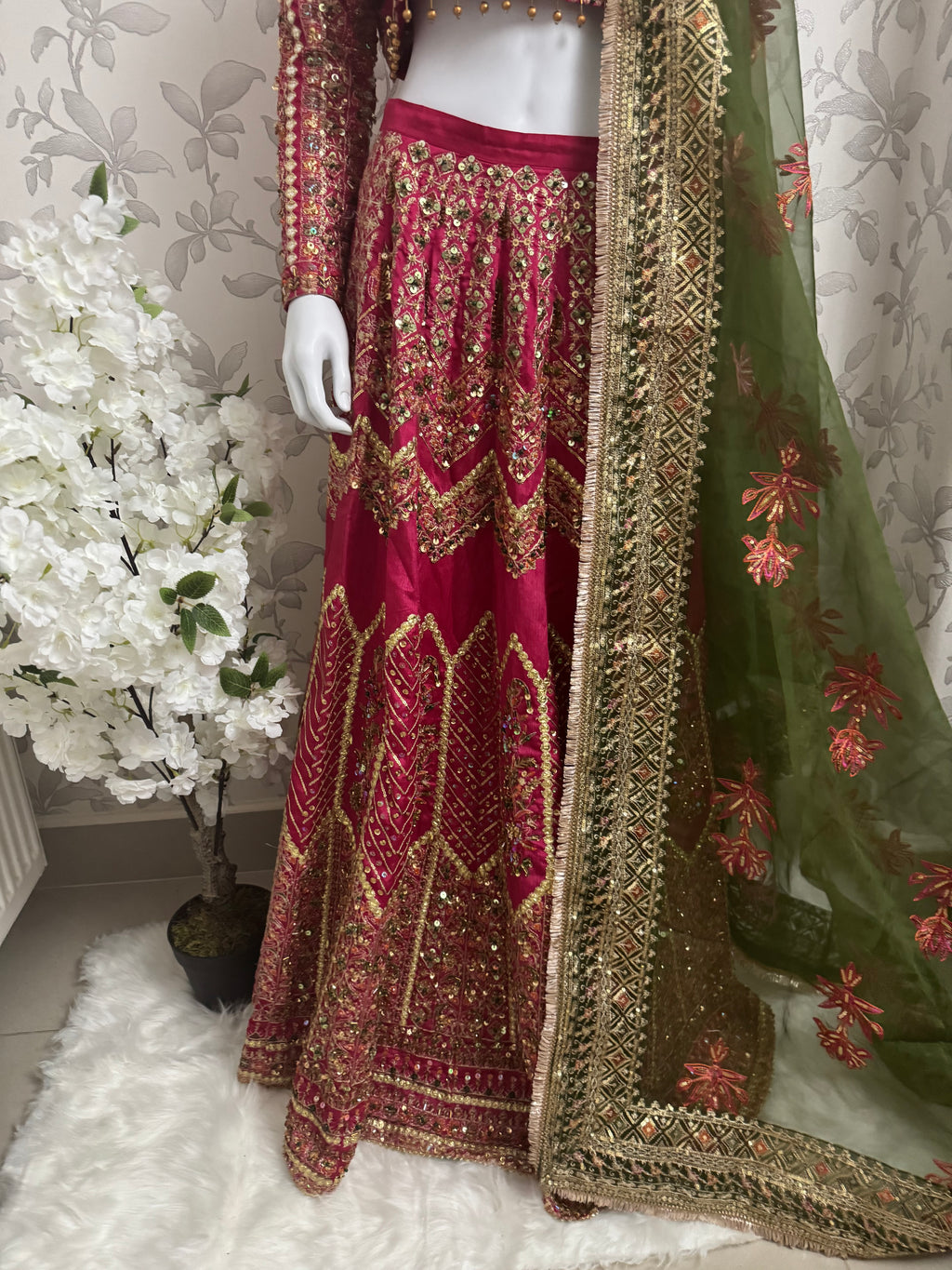 GUL BADAN-3 piece Embroidered Pakistani bridal Lehenga choli