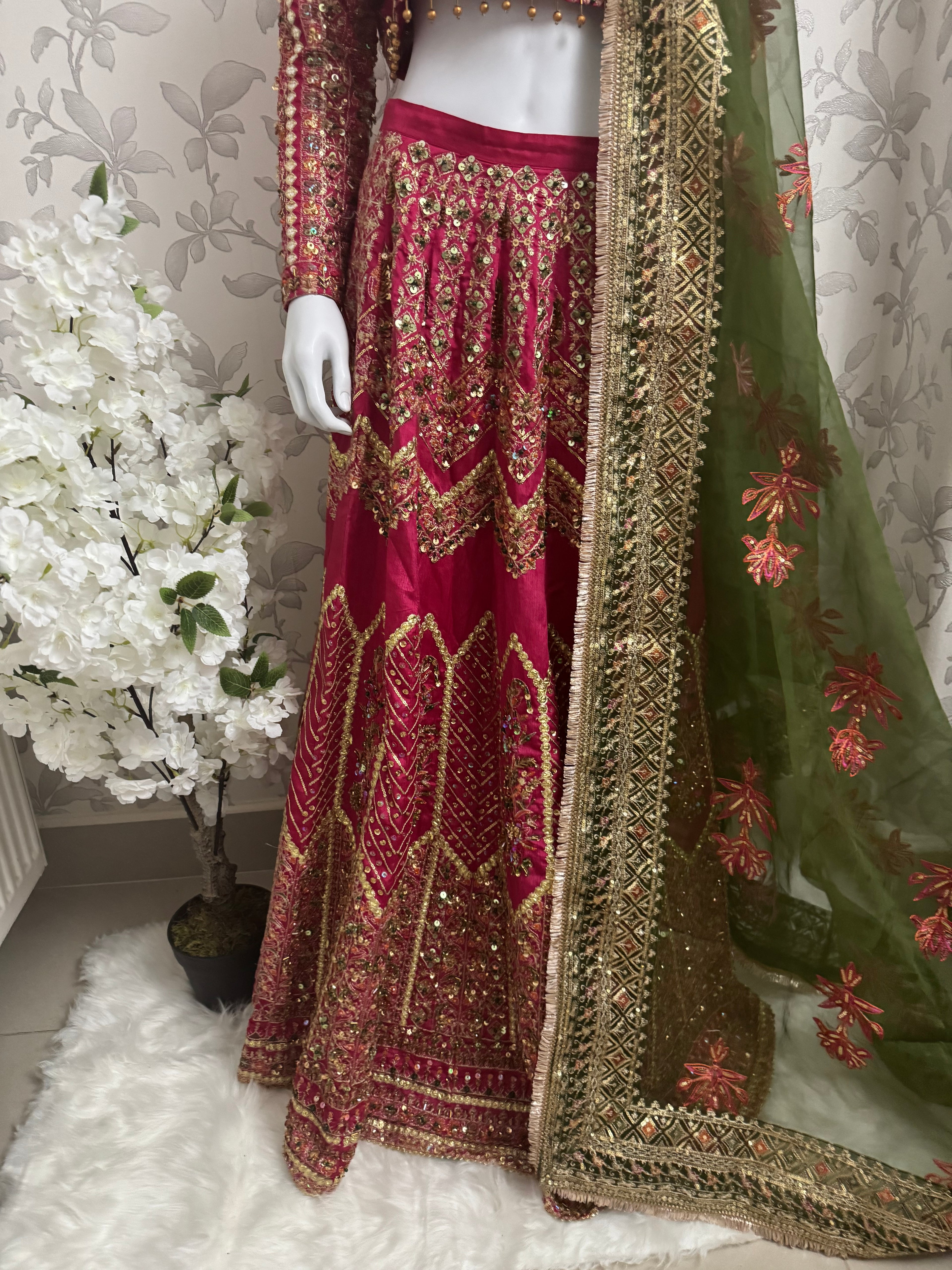 GUL BADAN-3 piece Embroidered Pakistani bridal Lehenga choli