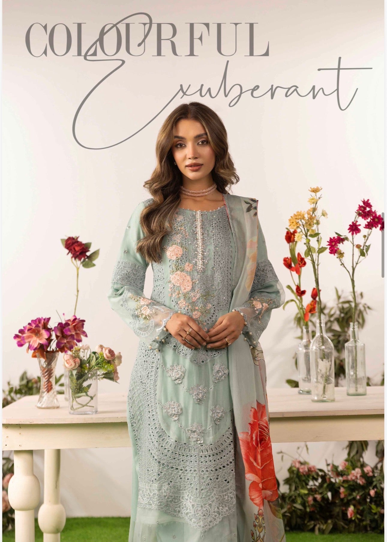 ELYSIA - 3 piece Embroidered Chiffon Suit