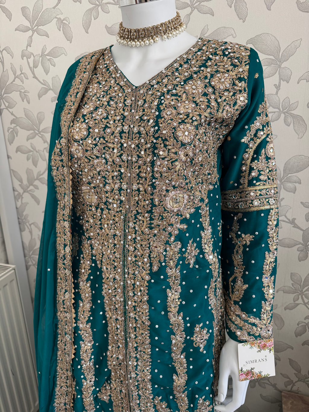 AFREEN - 3 piece embroidered Chiffon wedding Suit