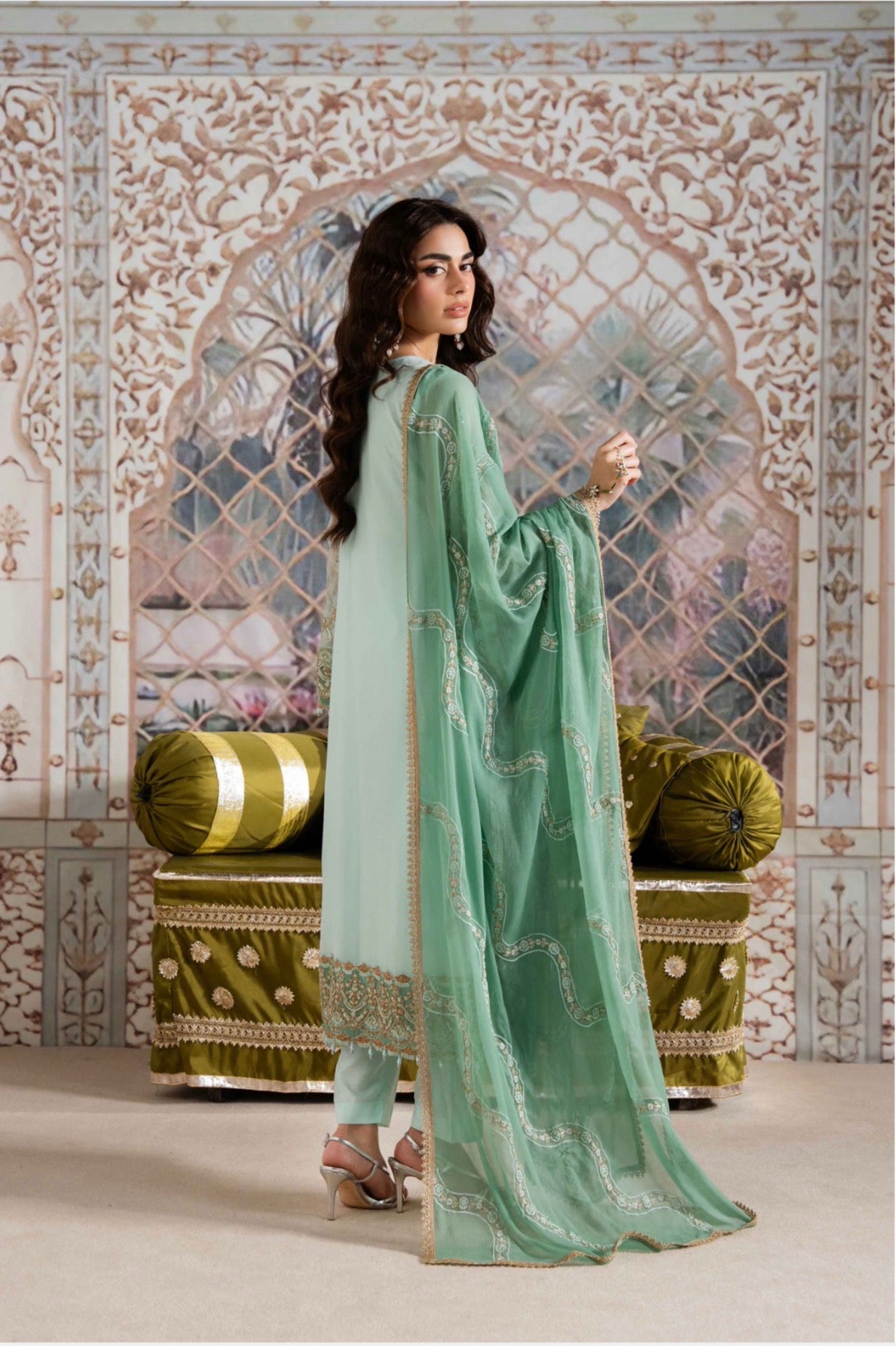 ALANI Mint Green- 3 pieces Embroidered chiffon Suit