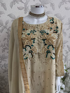 SILKY CHARM- 3 piece sequins Embroidered Silk Suit