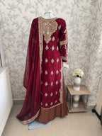 AFREEN - 3 piece embroidered Chiffon wedding Suit