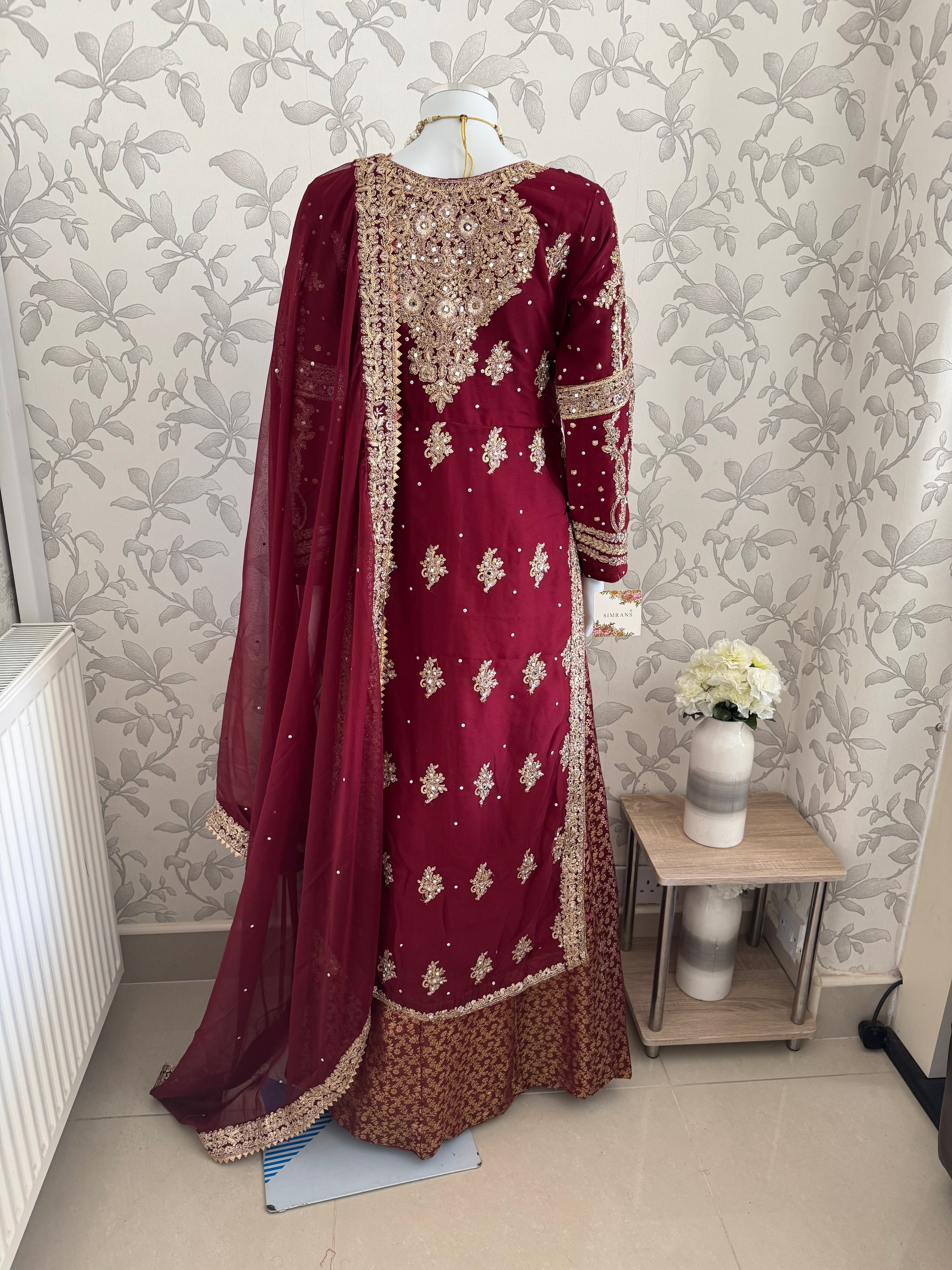 AFREEN - 3 piece embroidered Chiffon wedding Suit
