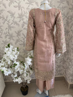 AFROZ Blush Pink- 3 piece Embroidered soft Organza suit
