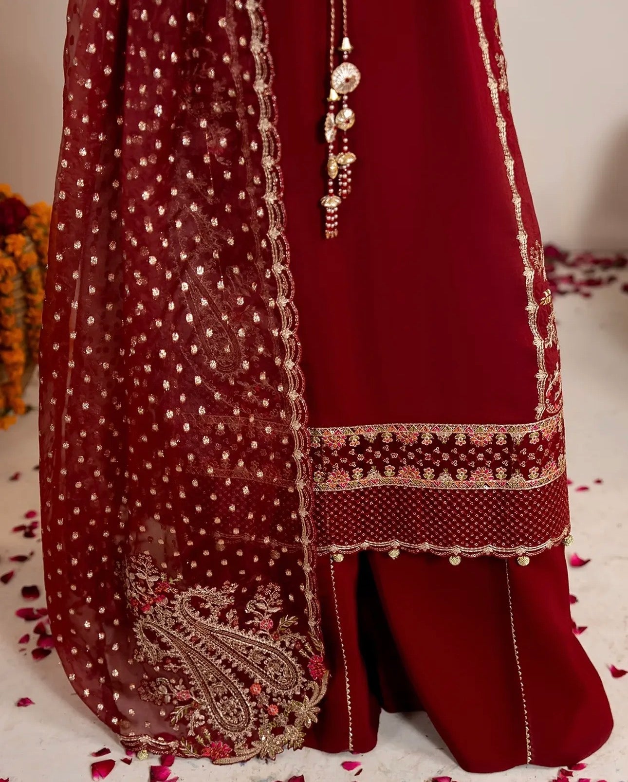 CHAAND RAAT- 3 piece Embroidered Raw Silk suit