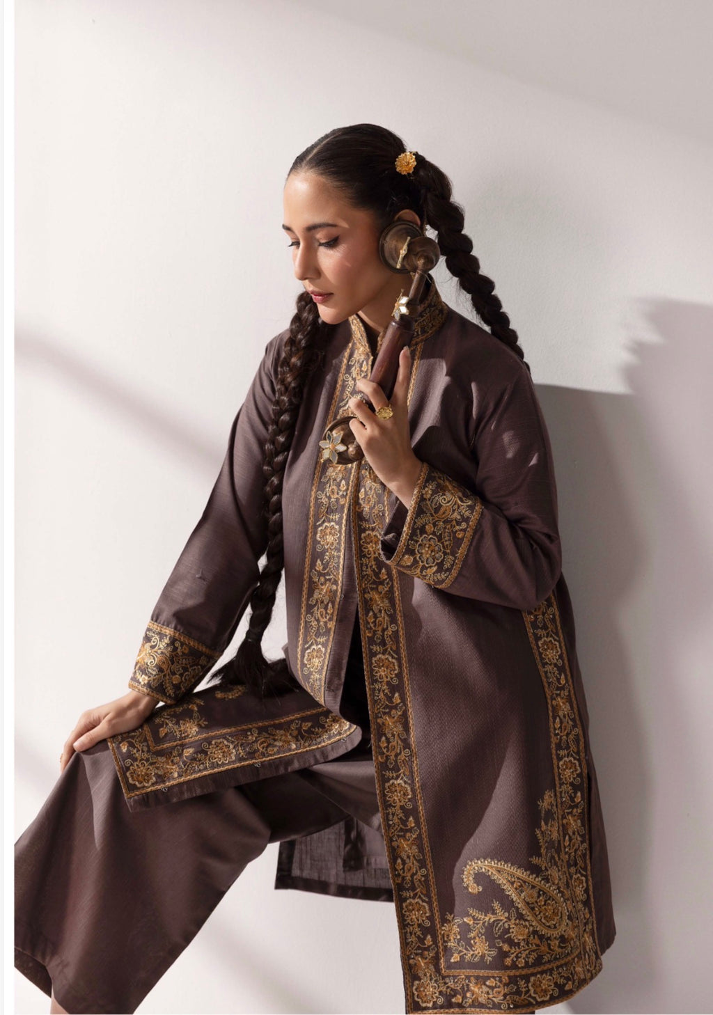 MB Lux- 4 piece Embroidered khadder Jacket Suit