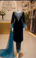 AYAA- 3 pieces Embroidered VELVET suit