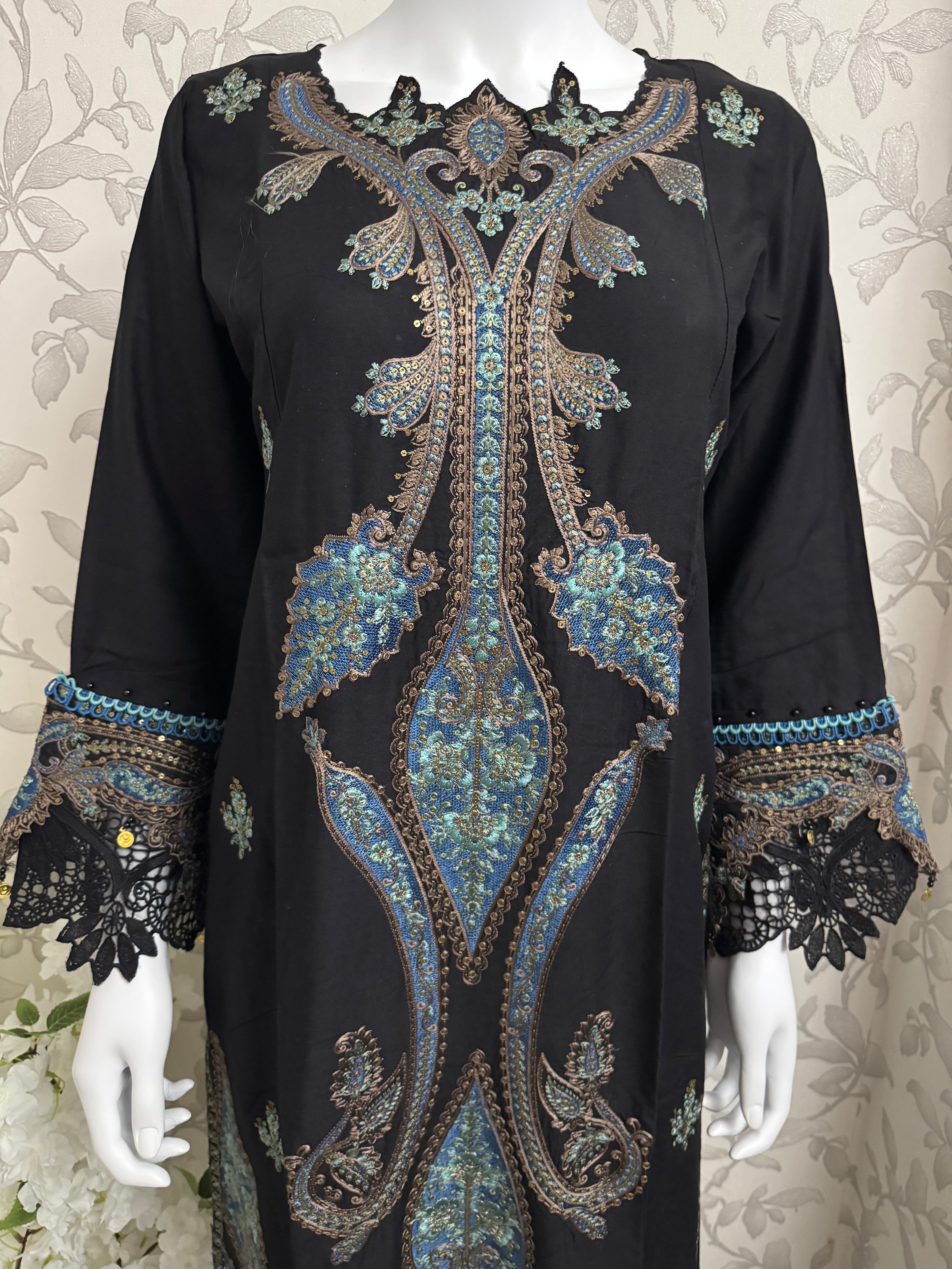 M Prints 6B inspired Embroidered 3-Piece Suit | Pakistani Designer Dress
