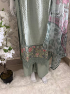 M Prints inspired Embroidered 3-Piece Suit | Pakistani Designer Dress